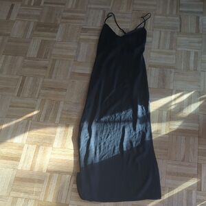 Babaton Black Dress Cowl Back Side Slit Maxi Dress